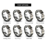 font options for inside engraving on gray akashi kaiky bridge rings
