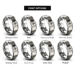 font options for inside engraving on silver akashi kaiky bridge rings