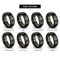 font options for inside engraving on gunmetal & blue akashi kaiky bridge rings