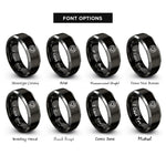 font options for inside engraving on black & gray akoma heart circle rings