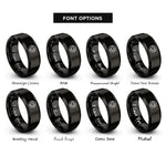 font options for inside engraving on black akoma heart circle rings