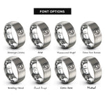 font options for inside engraving on grey akoma heart circle rings