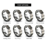 font options for inside engraving on silver akoma heart circle rings