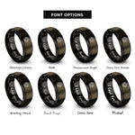 font options for inside engraving on gunmetal & black akoma heart circle rings