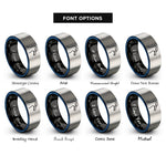 font options for inside engraving on black & blue & gray albatross rings