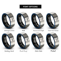 font options for inside engraving on black & blue & gray albatross rings