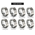 font options for inside engraving on silver albatross rings