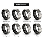 font options for inside engraving on black & gray alberta rings