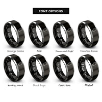 font options for inside engraving on black & gray alberta rings