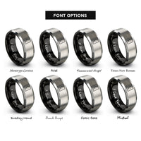font options for inside engraving on black & grey alberta rings