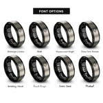 font options for inside engraving on black & silver albino rat rings