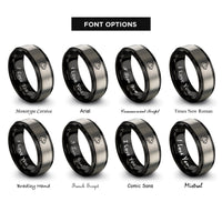 font options for inside engraving on black & silver albino rat rings