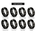 font options for inside engraving on black & silver albino rat rings