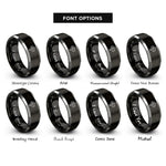 font options for inside engraving on black & gray alchemical marriage rings