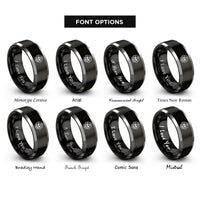 font options for inside engraving on black & grey alchemical skull rings