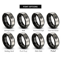 font options for inside engraving on black & gray alchemical skull rings