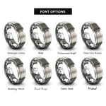 font options for inside engraving on grey aldehyde cho rings