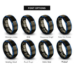 font options for inside engraving on gunmetal & blue aldehyde cho rings
