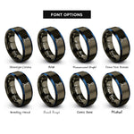 font options for inside engraving on gunmetal & blue aldehyde cho rings
