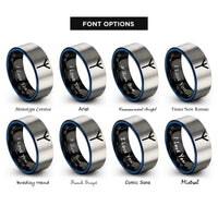 font options for inside engraving on black & blue & gray algiz rune rings