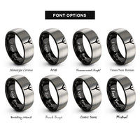 font options for inside engraving on black & silver algiz rune rings