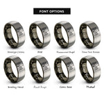 font options for inside engraving on gunmetal & silver alhambra rings