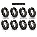 font options for inside engraving on black & silver allen screw rings