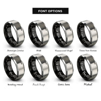 font options for inside engraving on black & silver allen wrench rings