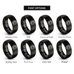 font options for inside engraving on black alligator curve rings