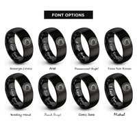 font options for inside engraving on black alligator curve rings