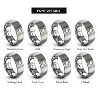 font options for inside engraving on grey alligator curve rings