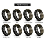 font options for inside engraving on gunmetal & black alligator curve rings