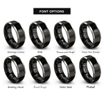 font options for inside engraving on black & gray alligator track rings