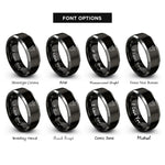 font options for inside engraving on black & grey alligator track rings