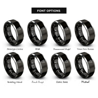 font options for inside engraving on black & grey alligator track rings