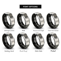 font options for inside engraving on black & gray alligator track rings