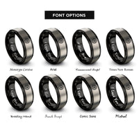 font options for inside engraving on black & grey alloy wheel rings