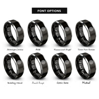 font options for inside engraving on black & grey alloy wheel rings