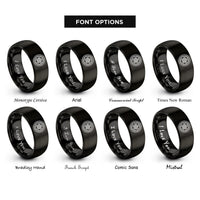 font options for inside engraving on black alloy wheel rings