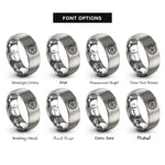 font options for inside engraving on silver alloy wheel rings