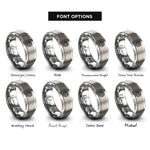 font options for inside engraving on grey alloy wheel rings
