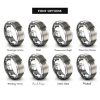 font options for inside engraving on grey alloy wheel rings