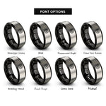 font options for inside engraving on black & grey alloy wheel rim rings