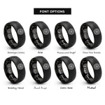 font options for inside engraving on black alloy wheel rim rings