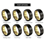 font options for inside engraving on black & gold alpaca rings