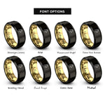 font options for inside engraving on black & gold alpaca rings