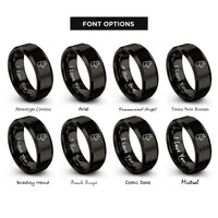 font options for inside engraving on black alpaca rings