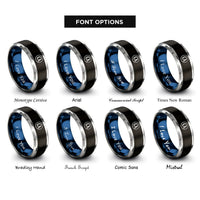 font options for inside engraving on black & blue & gray alpha flag circle rings