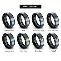 font options for inside engraving on black & blue & grey alpha flag circle rings
