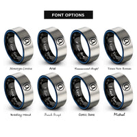 font options for inside engraving on black & blue & gray alpha flag circle rings